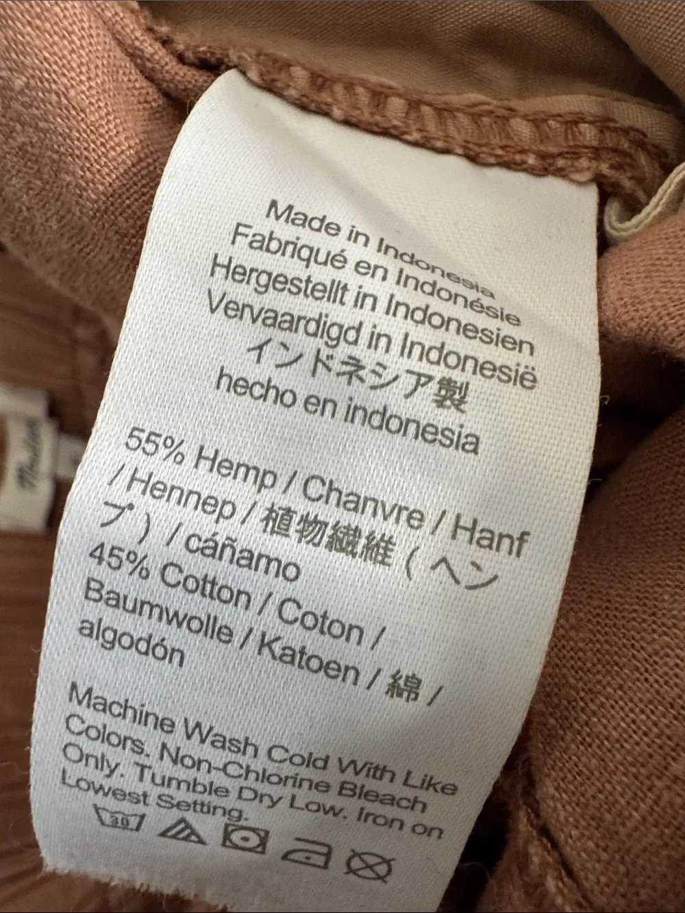 Madewell Hemp Cotton Wide Leg Pants Dusty Rose Pull On Drawstring Casual Lounge - Picture 6 of 6